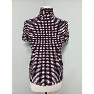 Anne Klein Pearly Dot Top Black Combo Polkadot Pinks Size Small NWT